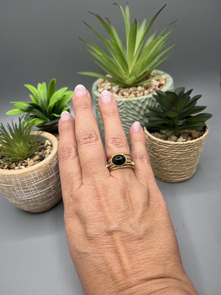 bague pierre noire