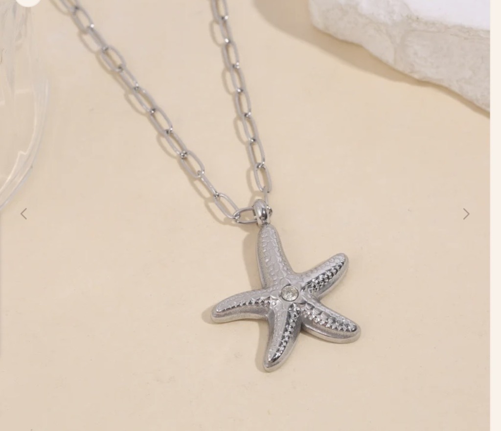 collier étoile de mer argenté