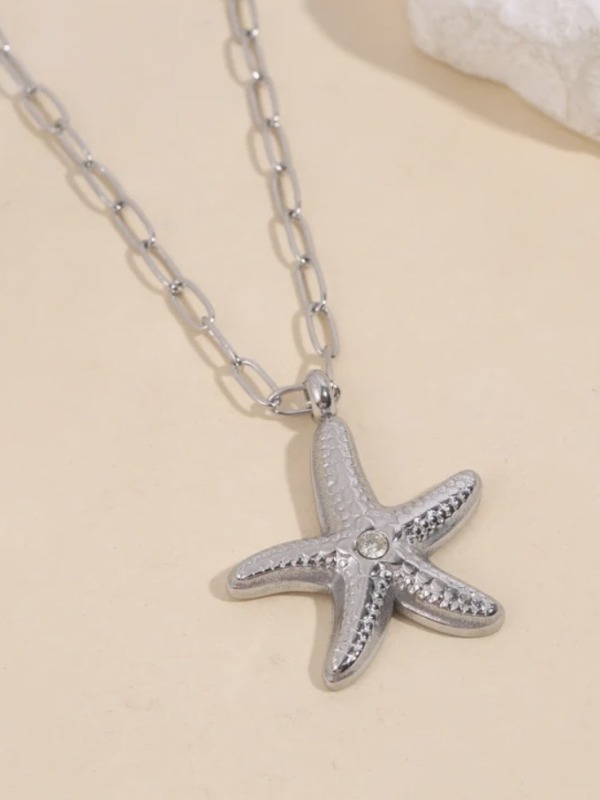 collier étoile de mer argenté